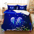 Marine Jellyfish 3D Quilt Duvet Doona Cover Set Single Double Queen King Print