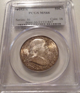 New Listing1953-S PCGS MS66 FRANKLIN *** STRONG BELL LINES - SUPERB GEM BU & GREAT TONE ***