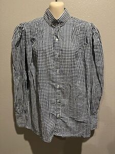 Women's FRONTIER CLASSICS Blue/White Gingham Pleated Puff Sleeve Button Shirt  L