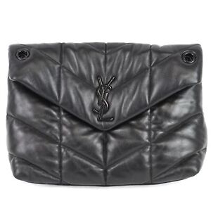 Saint Laurent Medium Puffer Shoulder Bag In Black Chevron Quilted Nappa Leather