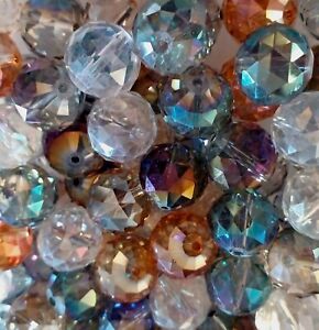 15 Large Faceted Round Disco Ball Beads Crystal Glass 18mm Mixed Loose Bead Lot