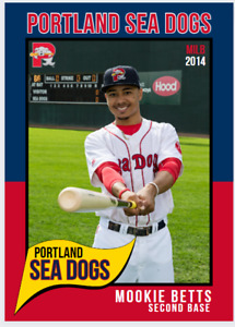 2014 Mookie Betts Minor League Custom Rookie Card Portland Sea Dogs Red Sox #7