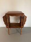 Antique  2-Tier Wood End Table with 2 Magazine Racks - HTF Nice Condition