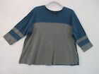 Torrid T Shirt Woman Size 0 Gray/Turquoise Lace Back Top 3/4 Sleeve Jersey Knit