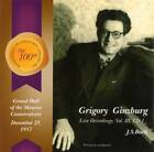 GRIGORY GINZBURG, LIVE RECORDINGS, VOL. 3, CD 1: J.S. BACH NEW CD