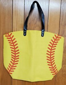 WHOLESALE LOT OF 10 Softball Canvas Tote Bag 21 Inch Shoulder Softball Mom Bag