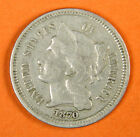 1870 Three Cent Piece Nickel ~ VG VERY GOOD TO FINE  3c US Type Coin Collectible