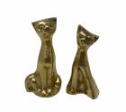 Pair of Vintage Solid  Brass Siamese Cats Figurines Mid Century 1960s VTG MCM