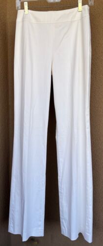 White Escada Pants Eur Size 36 Side Zip Gently Flared Legs 96% Cotton 4%Elastane