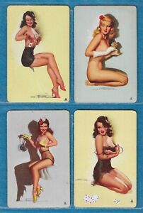 4 Earl MacPherson Vintage Strip Poker Playing Pinup Cards  1940's Mint & NMint