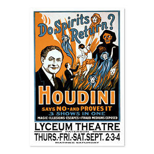 Spirits Return Harry Houdini 1909 Magic Vintage Poster from Lyceum Theater Show