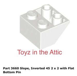 Lego 1x 3660 White Slope, Inverted 45 2 x 2 with Flat Bottom Pin 6972