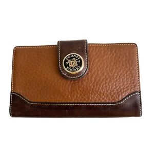 VINTAGE DOONEY & BOURKE Genuine Pebble Leather Wallet Brown Bifold Checkbook