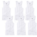 Men 100%Cotton Ribbed White Tank Top A-Shirt Wife Beater Undershirts Size:S-2XL