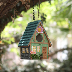 Resin Birdhouse Bird House Nest Outdoor Patio Yard Art Garden Hand-Painted House