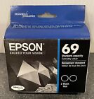 Genuine Epson 69 Black Ink Cartridges Twin Pack T069120-D2 Dated 2021 New in Box