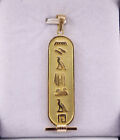 Egyptian Gold 18K Wide Pendant Cartouche 2 Names in Hieroglyphics Double Sided
