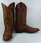 justin cowboy boots mens 12 D brown leather made usa style 1470 western