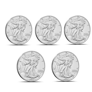 Lot of 5 ,2022 1 oz Silver American Eagle $1 Coin BU