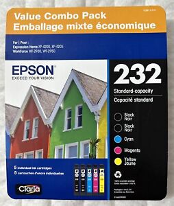 Epson 232 Dual Black & Color Ink Cartridges T2321-5-SVH Exp 2026 Retail Package