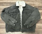 LEVI'S Denim SHERPA JACKET Black SIZE XL (Large) Distressed MADE IN USA
