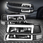 [C-LED DRL] For 99-06 Chevy Silverado Suburban 1500 2500 Headlight+Bumper Lamps (For: 2000 Chevrolet Silverado 1500)