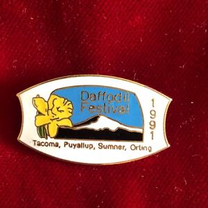 1991 Daffodil Festival Tacoma Puyallup Sumner Orting Washington Cloisonne Pin