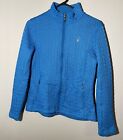 Spyder Jacket Womens Medium Blue Core Cable Knit Fleece Lined Fitted Sweater
