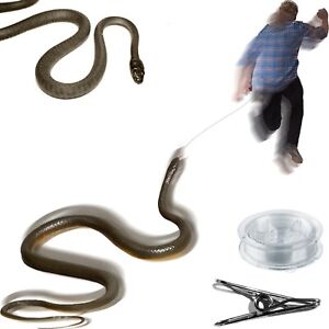 47in Fake Realistic Snake Prank with String and Clip Rubber Toy Prank Party Joke