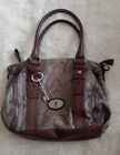 Vintage Fossil Maddox Satchel Brown Leather W/embossed Snake bag