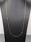 Vintage Gold Tone Mesh Chain Round Station Bead Longer Necklace 30 inch
