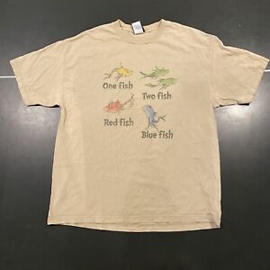 vintage dr seuss one fish two fish red fish blue fish shirt size XL