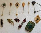 Lot Of 12 Antique Brooches And Pens/tie Pens