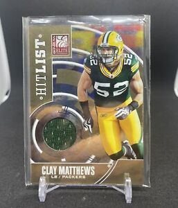 2011 Donruss Elite Hit List Gold #5 Clay Matthews Jersey /299 Green Bay Packers