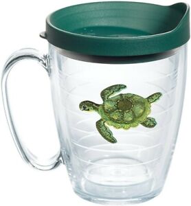 Tervis Clear Mug with Handle - 16oz Double Walled - Green Turtle