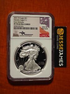 2021 W PROOF SILVER EAGLE NGC PF70 ULTRA CAMEO MERCANTI SIGNED EARLY RELEASES T1