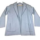 Magaschoni Wool Blend Open Long Cardigan Jacket Sweater Women’s M Pockets Blue