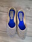 Blue Flat Shoes Blue Wedding Shoes Blue Embroidered Shoes Blue Rhinestone Shoes