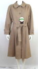 NWT Vintage SEARS Tan Midi Trench Coat Womens 14P Belted Button Up Lined