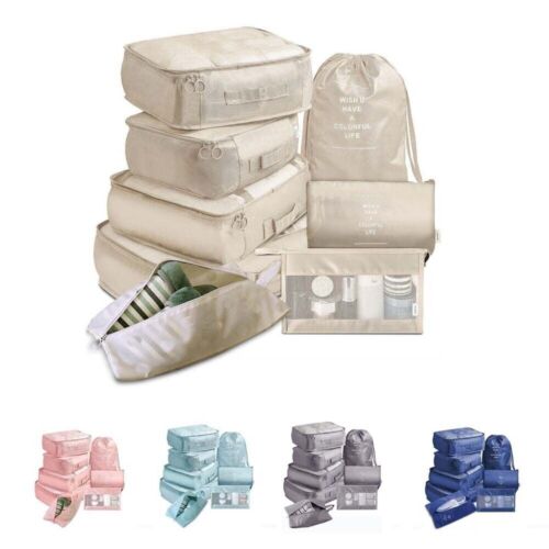 8 PCS Travel Luggage Organiser Set Suitcase Storage Bags Clothing Packing Cubes