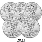 (5pcs) 2023 American 1 oz .999 Fine Silver Eagle $1 Coin BU - In Stock