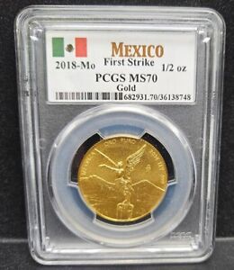 2018 Mexico 1/2oz Gold Libertad PCGS First Strike MS70-Population Of Only 28!!!