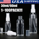 1~100PC 30ml/60ml Travel Spray Bottle Plastic Transparent Perfume Empty Atomizer