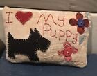 Primitive *I ❤️ My Puppy* Black Scottie Doggy Pillow-Made From Vintage Quilt