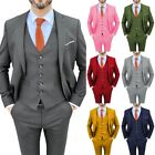 Men 3 Piece One Breasted Suits Vintage Wedding Blazer +Vest+Pants 42r+44r+46r