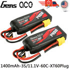 2x Gens Ace 1400mAh 11.1V 60C 3S Lipo Battery Pack With XT60 Plug : 1/16 Traxxas