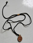LOVELY ANTIQUE VICTORIAN NECKLACE ENGRAVED GOLD FILLED LOCKET WITH BLACK CORD