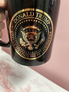Donald Trump President of US Coffee Mug Cup Black Presidential Seal