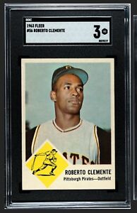 1963 ROBERTO CLEMENTE FLEER #56 BASEBALL CARD SGC 3 GRADED HOF