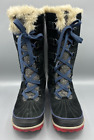 Sorel Tivoli High Herringbone Waterproof Faux Fur Gray Snow Boots Women's 8
